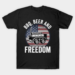 BBQ Beer Freedom 4th Of July USA American Flag T-Shirt